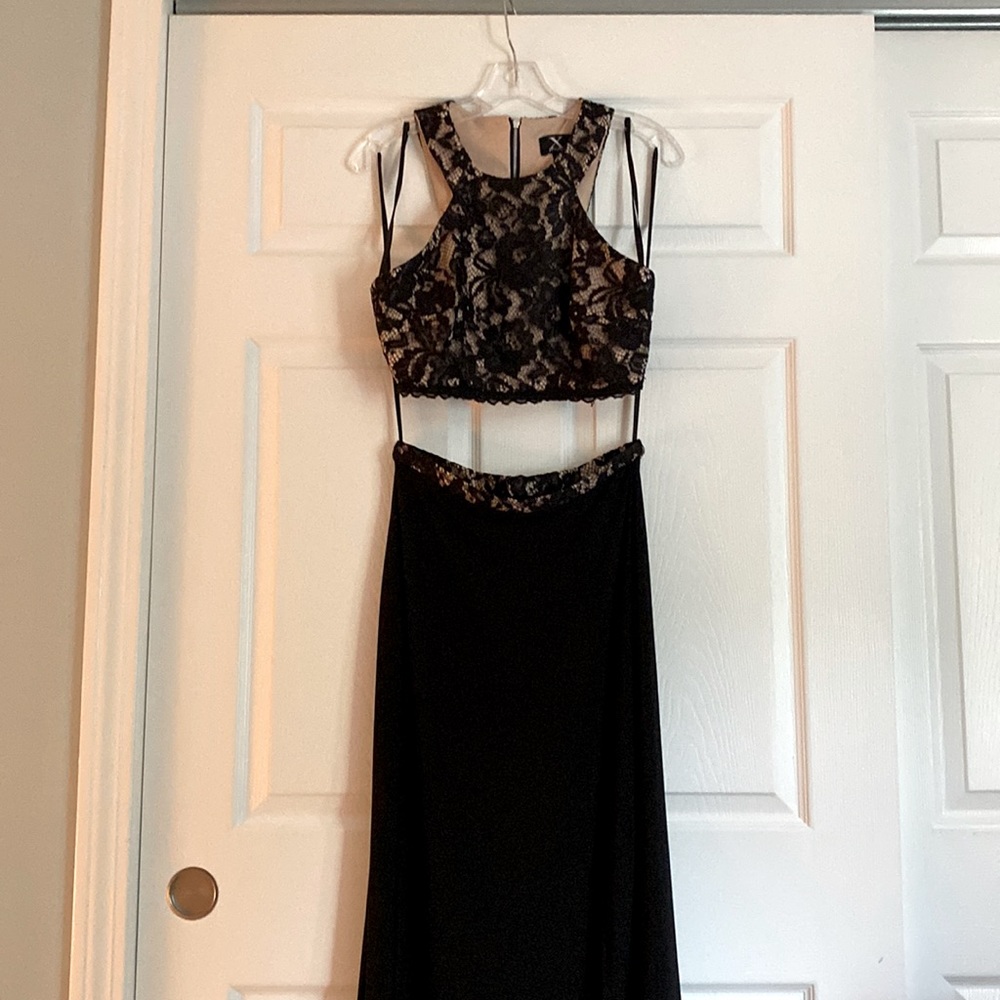 Two piece prom dress.